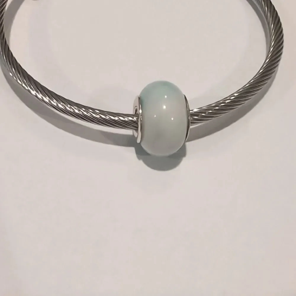 Silver Blue and White Charm for Pandora‎ Style Bracelet